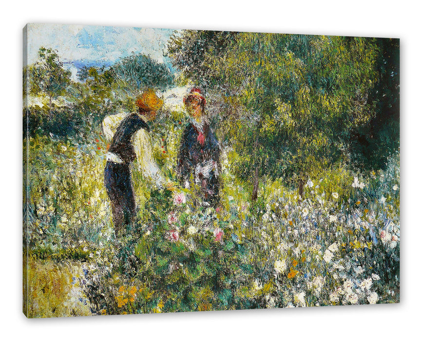 Pixxprint Pierre-Auguste Renoir - Blumen pflücken , Leinwandbild