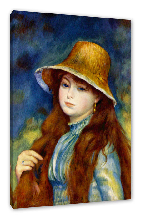 Pixxprint Pierre-Auguste Renoir - Mädchen mit Strohhut , Leinwandbild