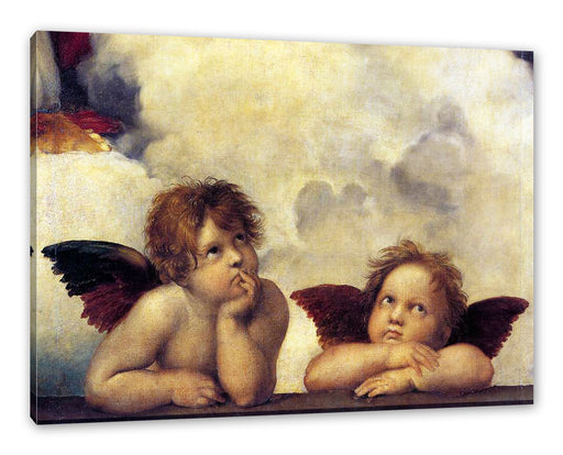 Raffael - Sixtinische Madonna zwei Engel Leinwanbild Rechteckig