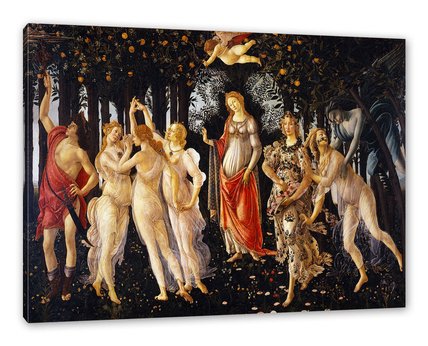 Pixxprint Sandro Botticelli - Frühling Primavera, Leinwandbild
