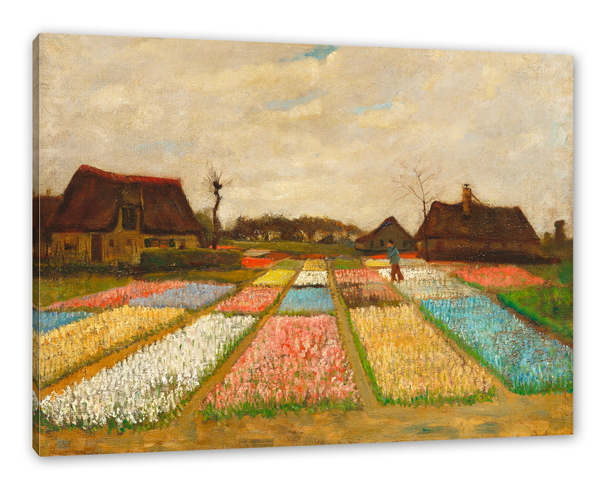 Pixxprint Vincent Van Gogh - Blumenbeete in Holland , Leinwandbild