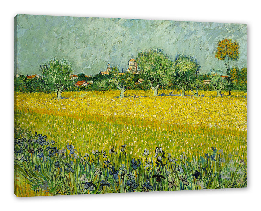 Pixxprint Vincent Van Gogh - Feld mit Blumen in der Nähe von Arle, Leinwandbild