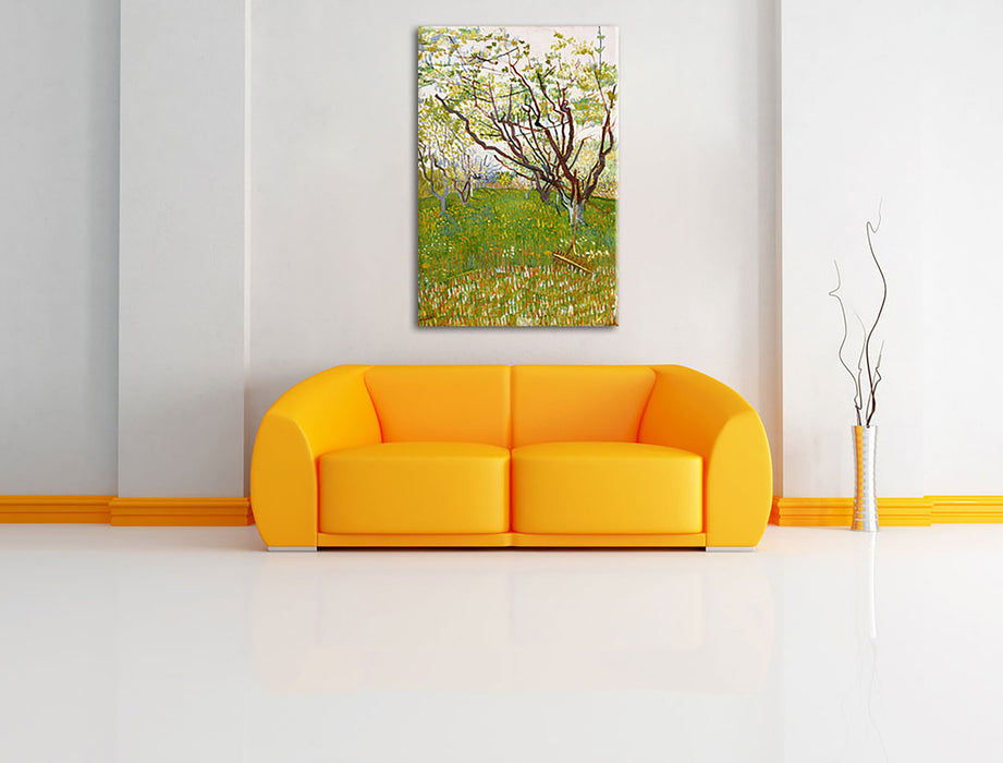 Vincent Van Gogh - Der blühende Obstgarten  Leinwandbild im Wohnzimmer Rechteckig