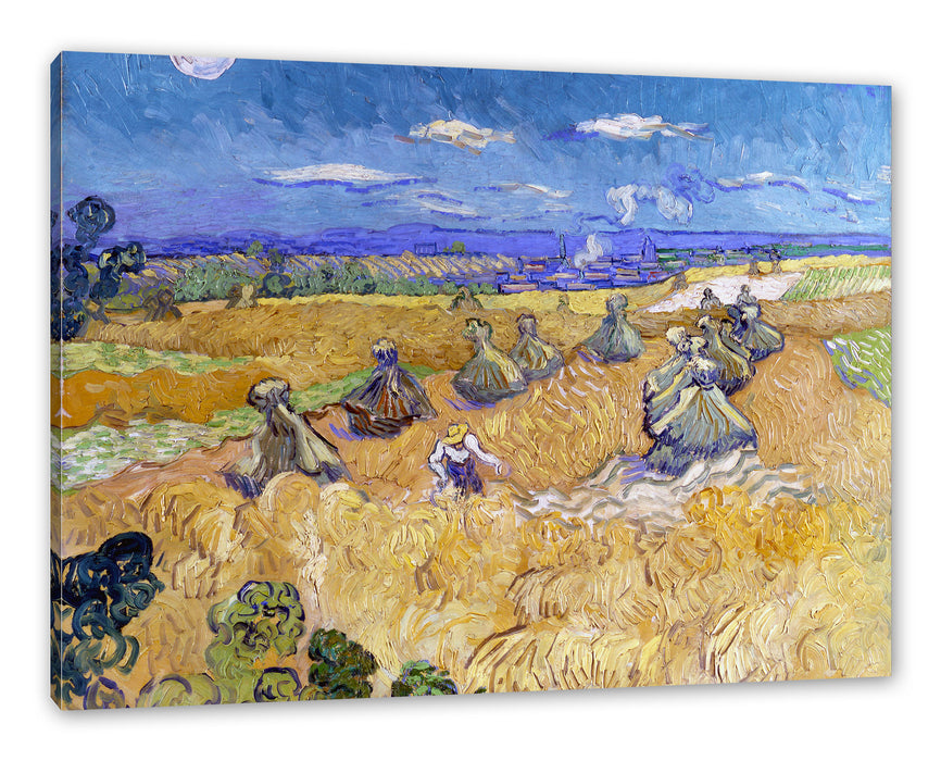 Pixxprint Vincent Van Gogh - Weizenfeld mit Mähern Auvers , Leinwandbild