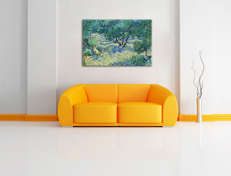 Vincent Van Gogh - Oliven-Feld  Leinwandbild im Wohnzimmer Rechteckig