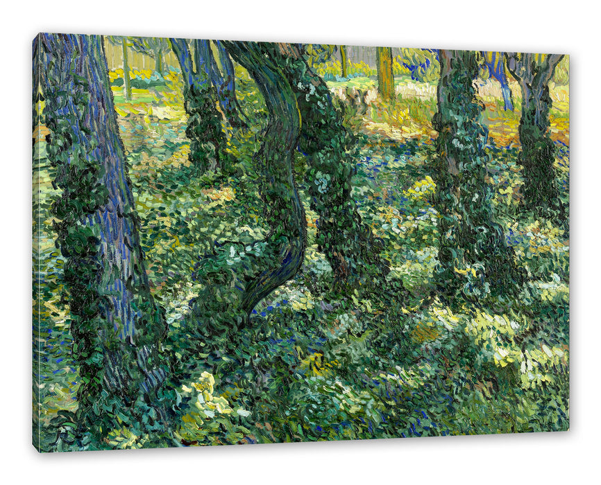 Pixxprint Vincent Van Gogh - Unterholz , Leinwandbild