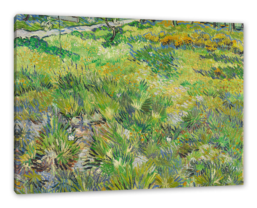 Pixxprint Vincent Van Gogh - Hohes Gras mit Schmetterlingen , Leinwandbild