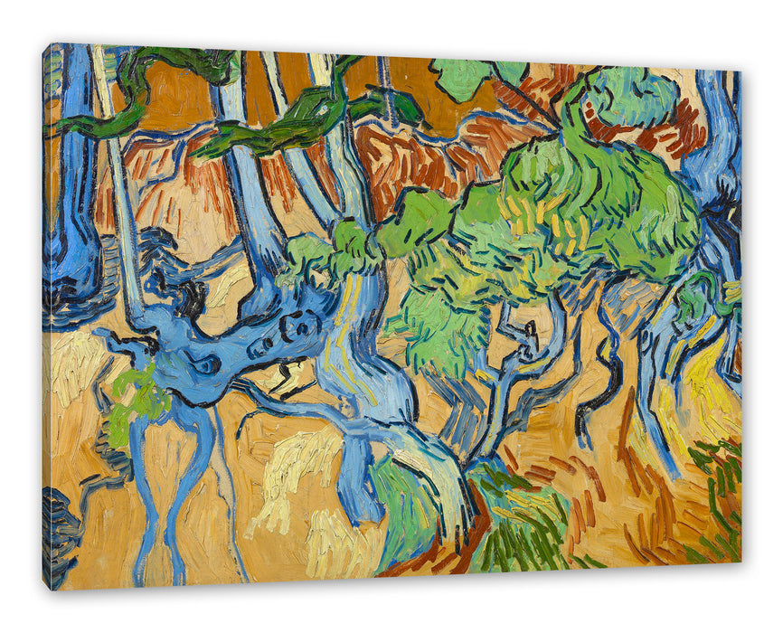 Pixxprint Vincent Van Gogh - Baumwurzeln , Leinwandbild