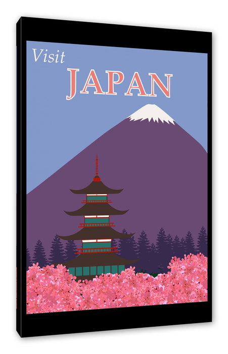 Pixxprint Vintage Poster - Japan Fuji I, Leinwandbild