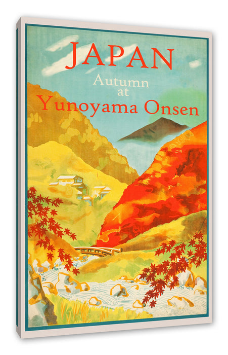 Pixxprint Vintage Poster - Japan Onsen, Leinwandbild