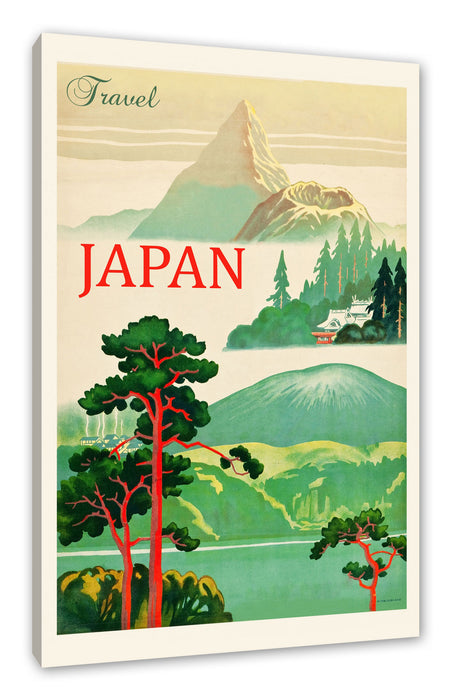 Pixxprint Vintage Poster - Japan Travel, Leinwandbild