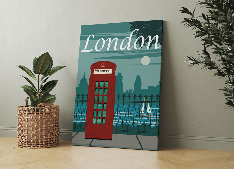 Vintage Poster  - London Telefonzelle I, Leinwandbild