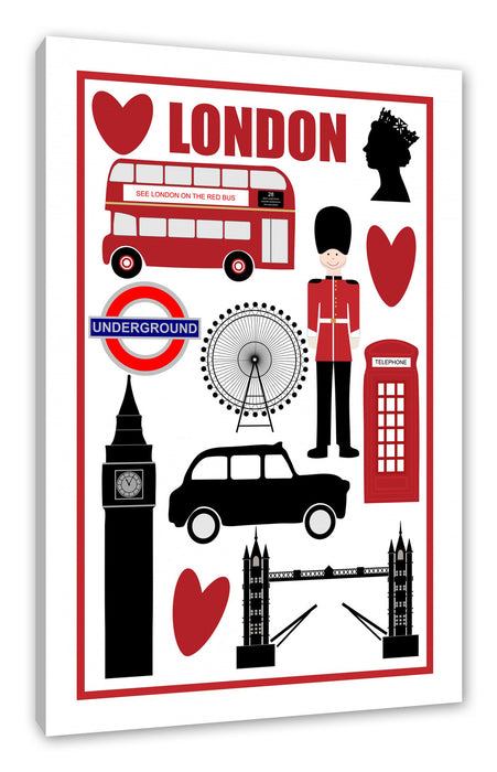 Pixxprint Vintage Poster - London Picto, Leinwandbild