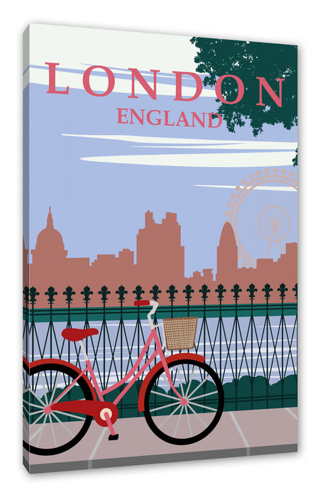 Pixxprint Vintage Poster - London Bike, Leinwandbild