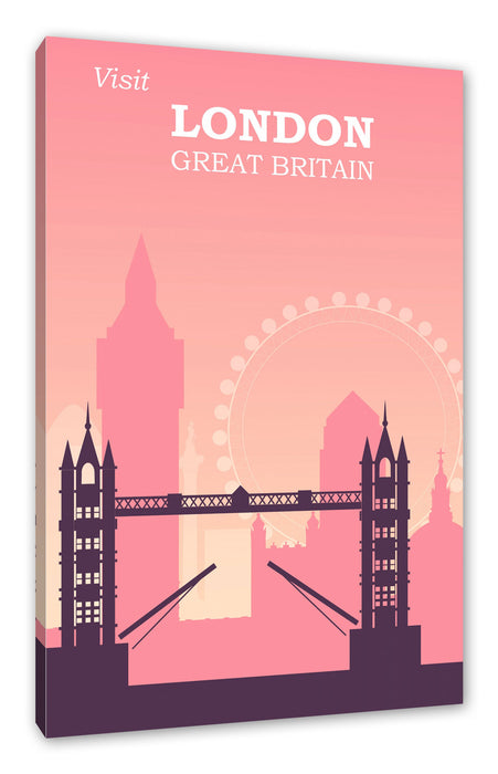 Pixxprint Vintage Poster - London Tower Bridge, Leinwandbild