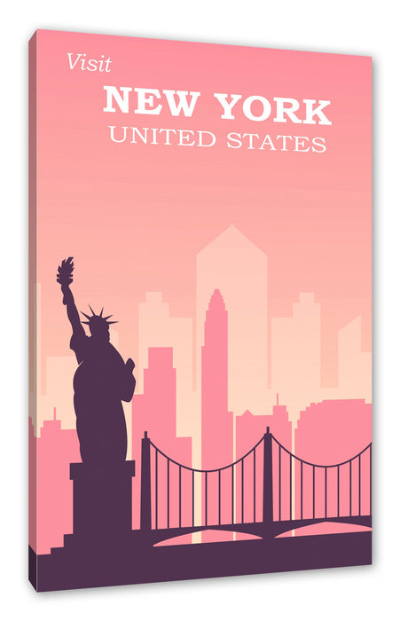 Pixxprint Vintage Poster - New York Skyline, Leinwandbild