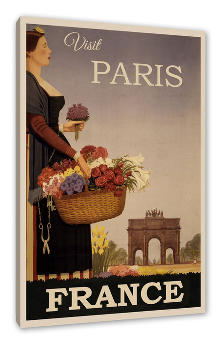 Pixxprint Vintage Poster - Paris Madame, Leinwandbild