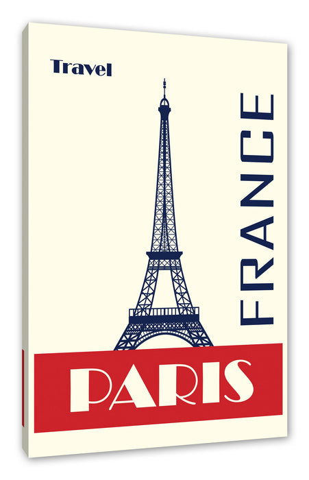 Pixxprint Vintage Poster - Paris Eifelturm I, Leinwandbild