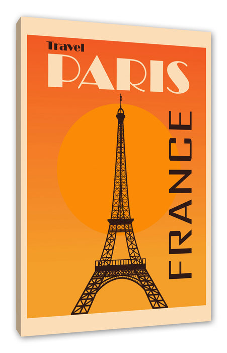 Pixxprint Vintage Poster - Paris Eifelturm II, Leinwandbild
