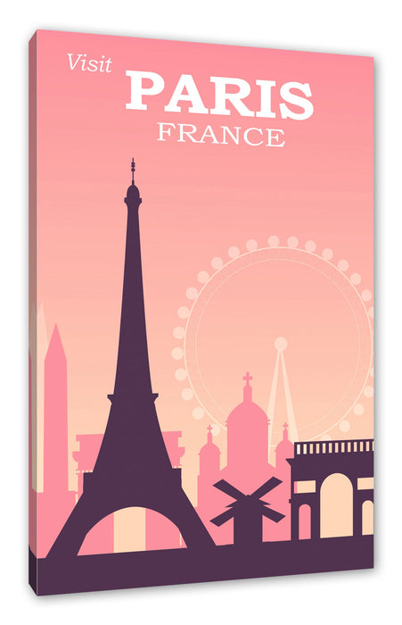 Pixxprint Vintage Poster - Paris Sykline, Leinwandbild