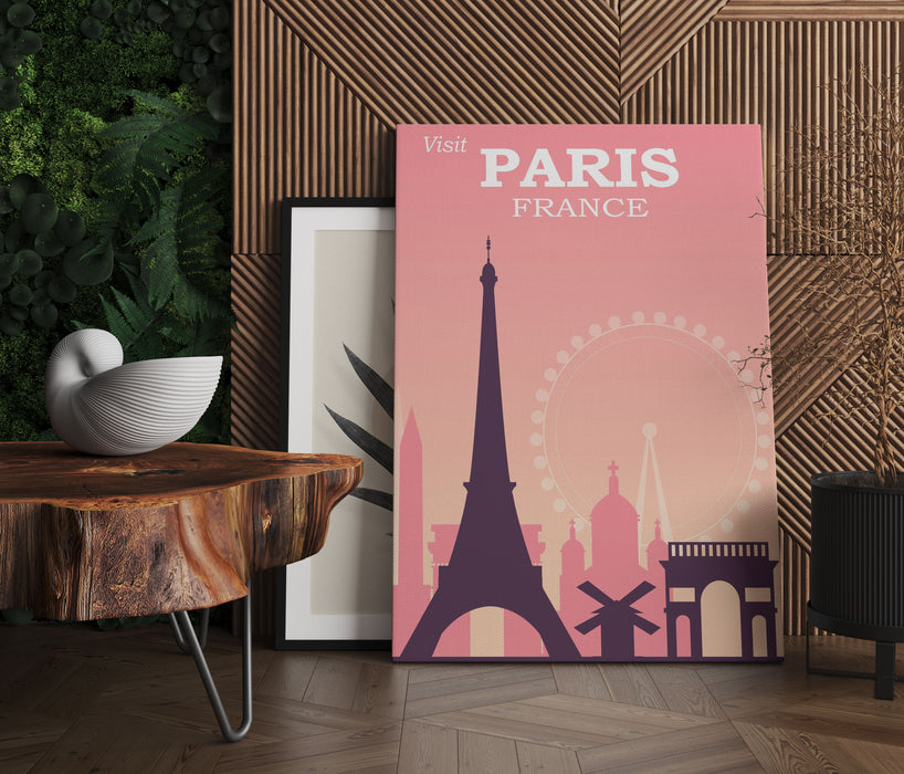 Vintage Poster  - Paris Sykline, Leinwandbild