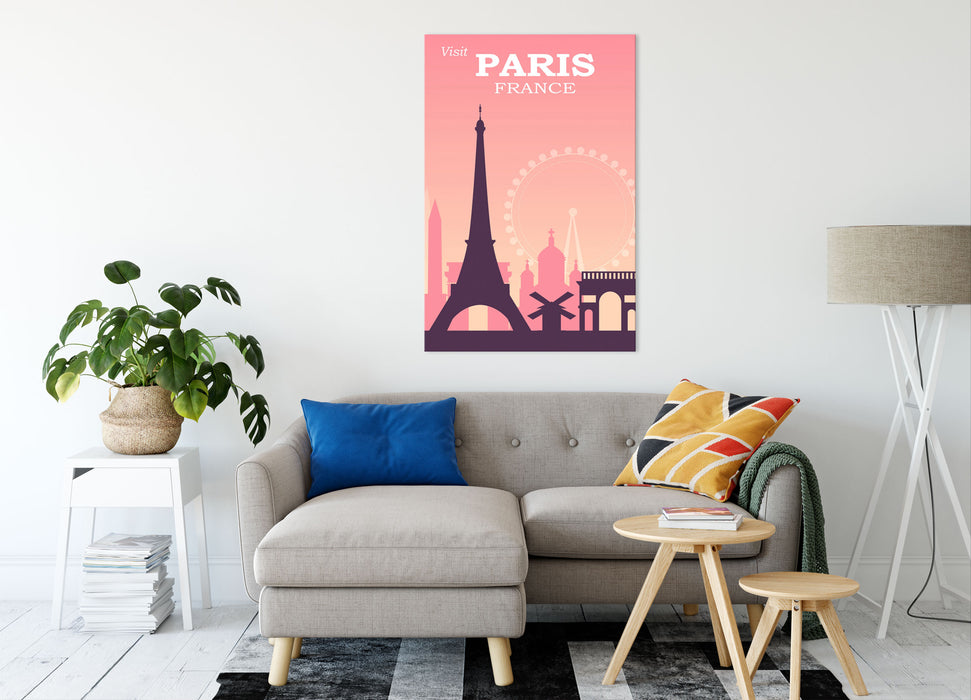 Vintage Poster  - Paris Sykline, Leinwandbild