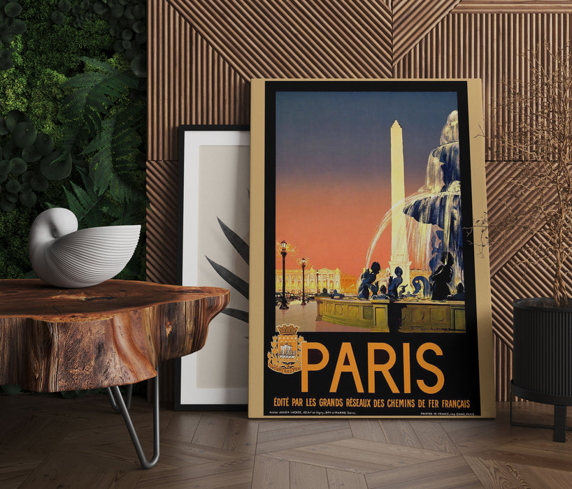 Vintage Poster  - Paris Brunnen, Leinwandbild