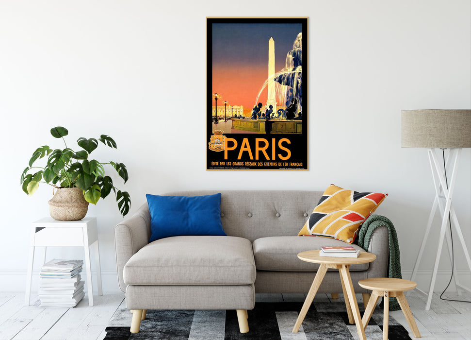 Vintage Poster  - Paris Brunnen, Leinwandbild