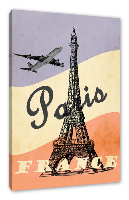 Pixxprint Vintage Poster - Paris Eifelturm III, Leinwandbild