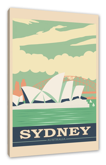 Pixxprint Vintage Poster - Sydney Skyline I, Leinwandbild