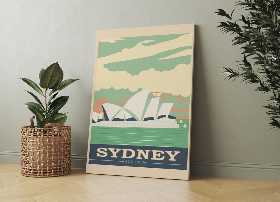 Vintage Poster  - Sydney Skyline I, Leinwandbild