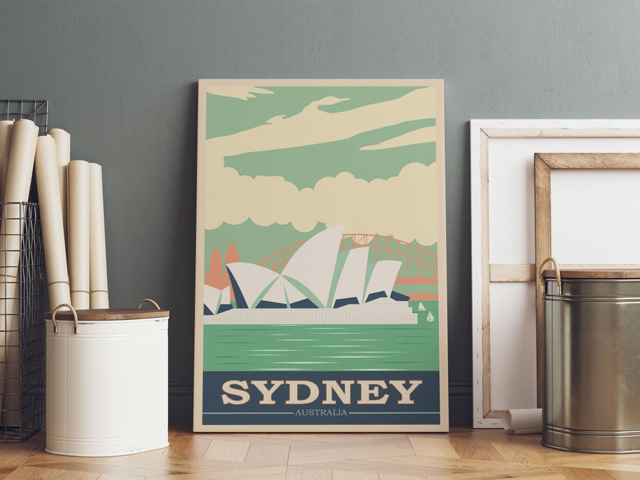 Vintage Poster  - Sydney Skyline I, Leinwandbild