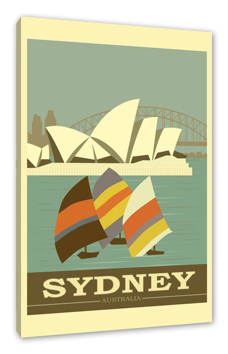 Pixxprint Vintage Poster - Sydney Segeln II, Leinwandbild