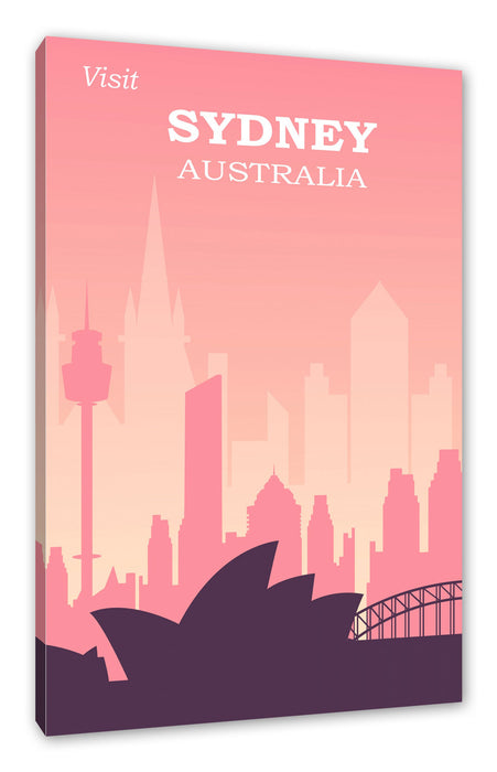 Pixxprint Vintage Poster - Sydney Skyline II, Leinwandbild