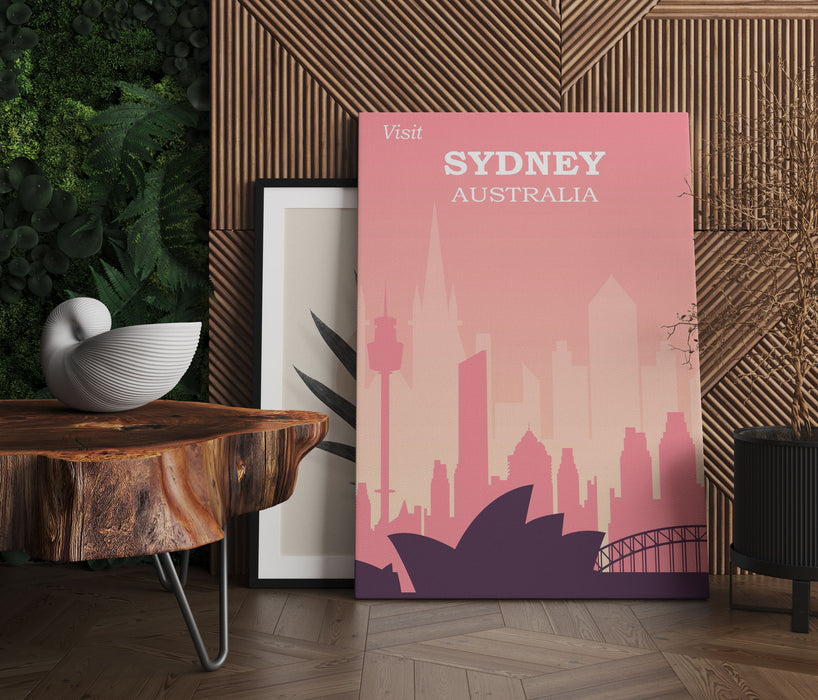 Vintage Poster  - Sydney Skyline II, Leinwandbild