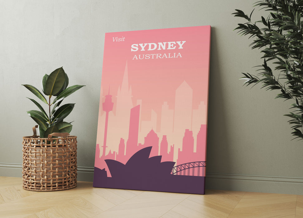 Vintage Poster  - Sydney Skyline II, Leinwandbild