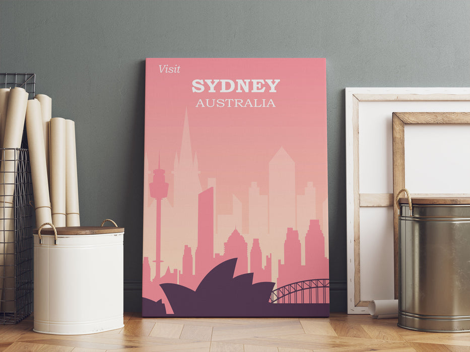 Vintage Poster  - Sydney Skyline II, Leinwandbild