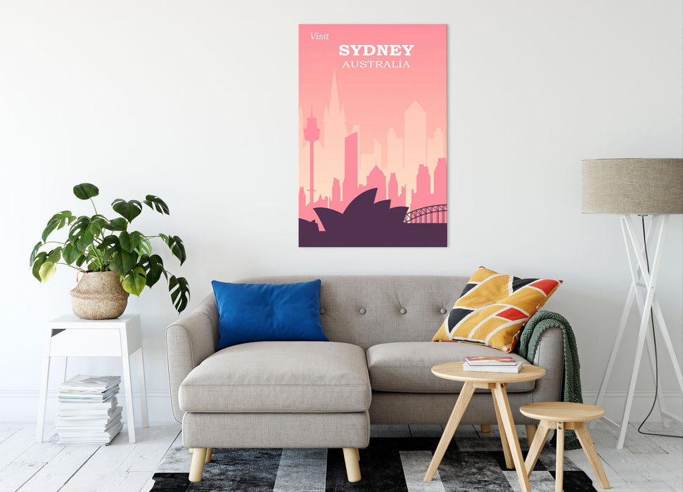 Vintage Poster  - Sydney Skyline II, Leinwandbild