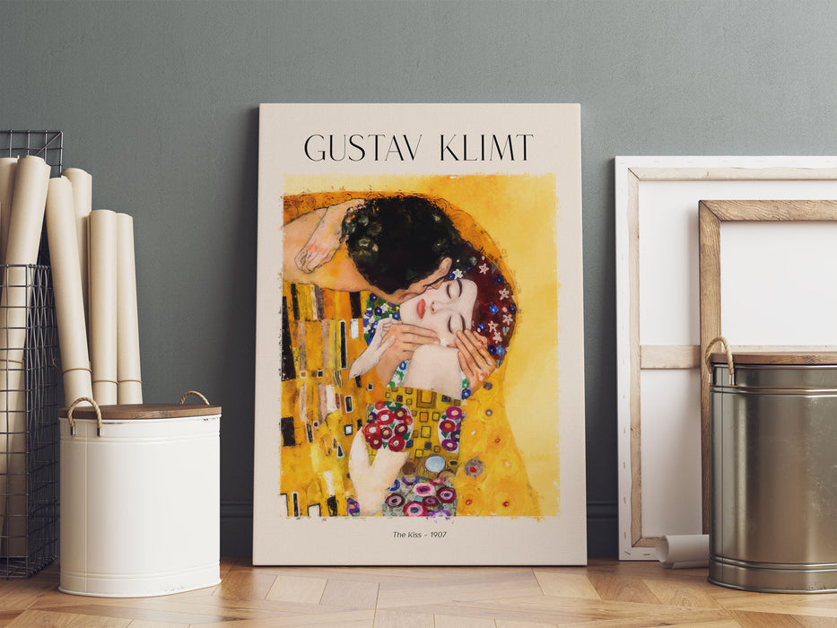 Art Portrait  - Gustav Klimt - Der Kuss, Leinwandbild