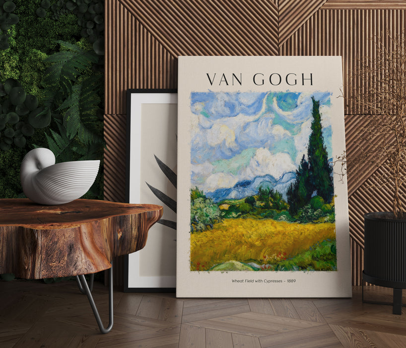 Art Portrait  - Van Gogh - Weizenfeld mit Zypressen, Leinwandbild