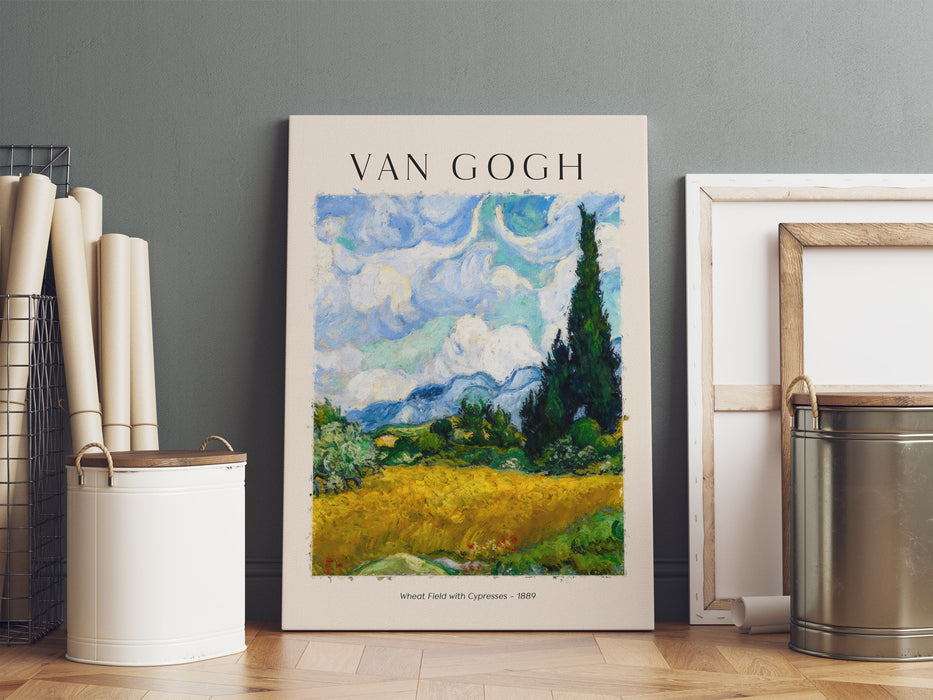 Art Portrait  - Van Gogh - Weizenfeld mit Zypressen, Leinwandbild