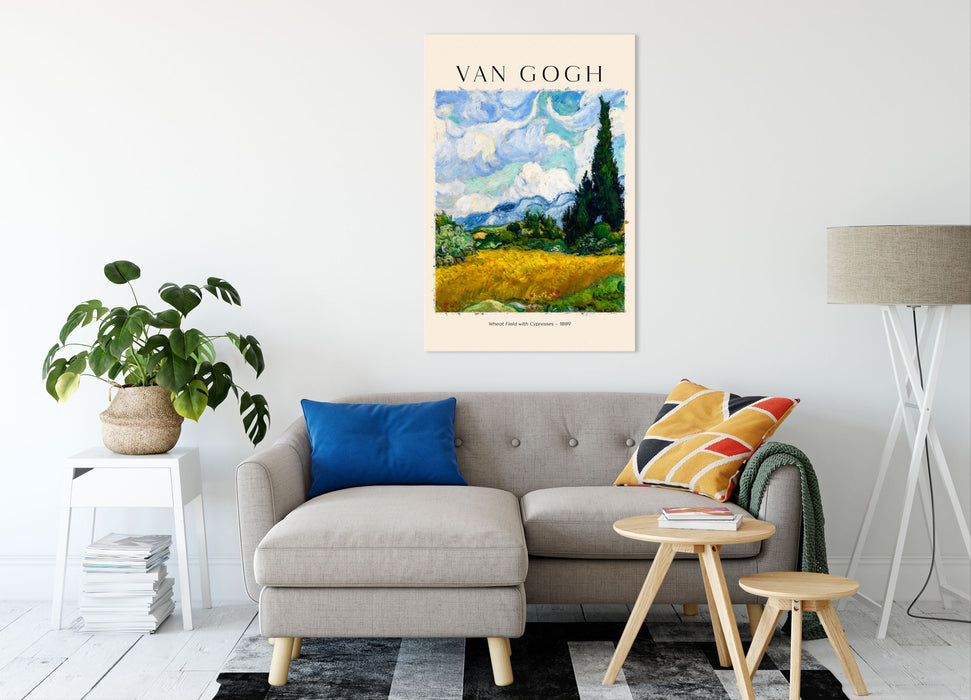 Art Portrait  - Van Gogh - Weizenfeld mit Zypressen, Leinwandbild