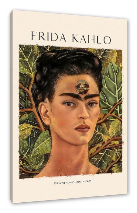 Pixxprint Art Portrait - Frida Kahlo - Gedanken an den Tod, Leinwandbild