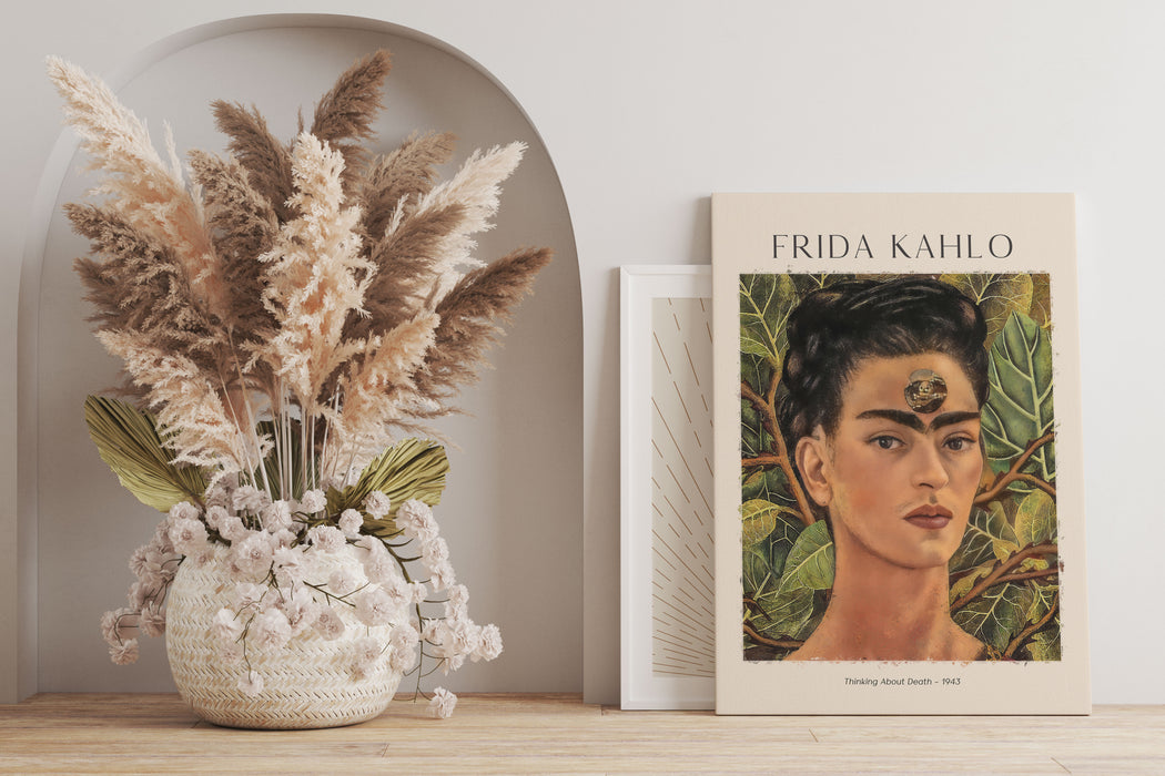 Art Portrait  - Frida Kahlo - Gedanken an den Tod, Leinwandbild