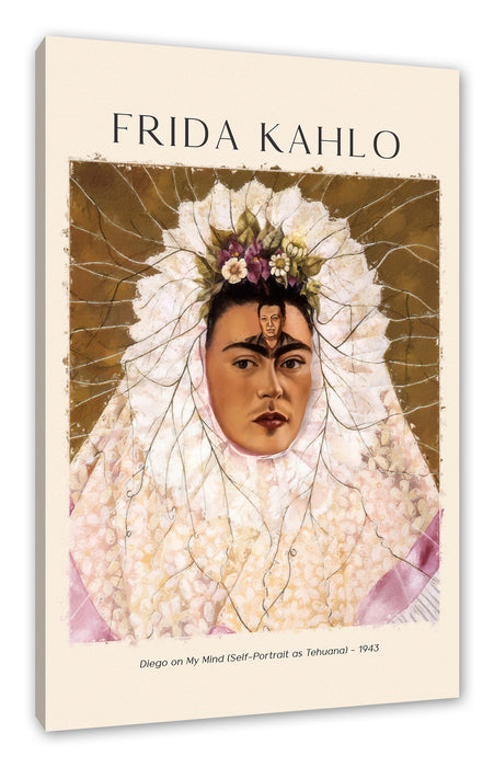 Pixxprint Art Portrait - Frida Kahlo - Diego in meinen Gedanken , Leinwandbild