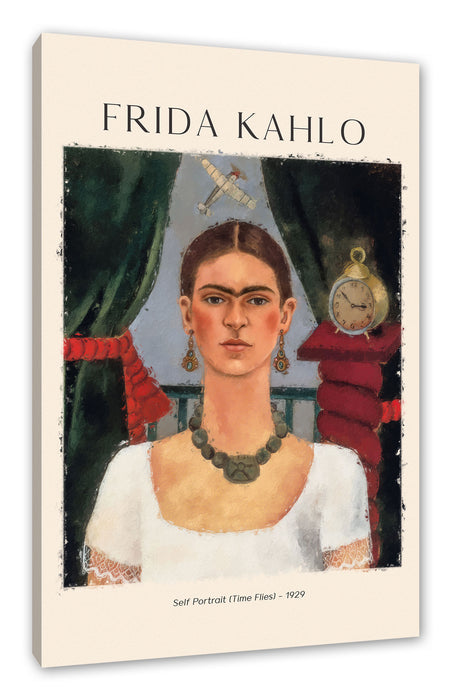 Pixxprint Art Portrait - Frida Kahlo - Die Zeit fliegt, Leinwandbild