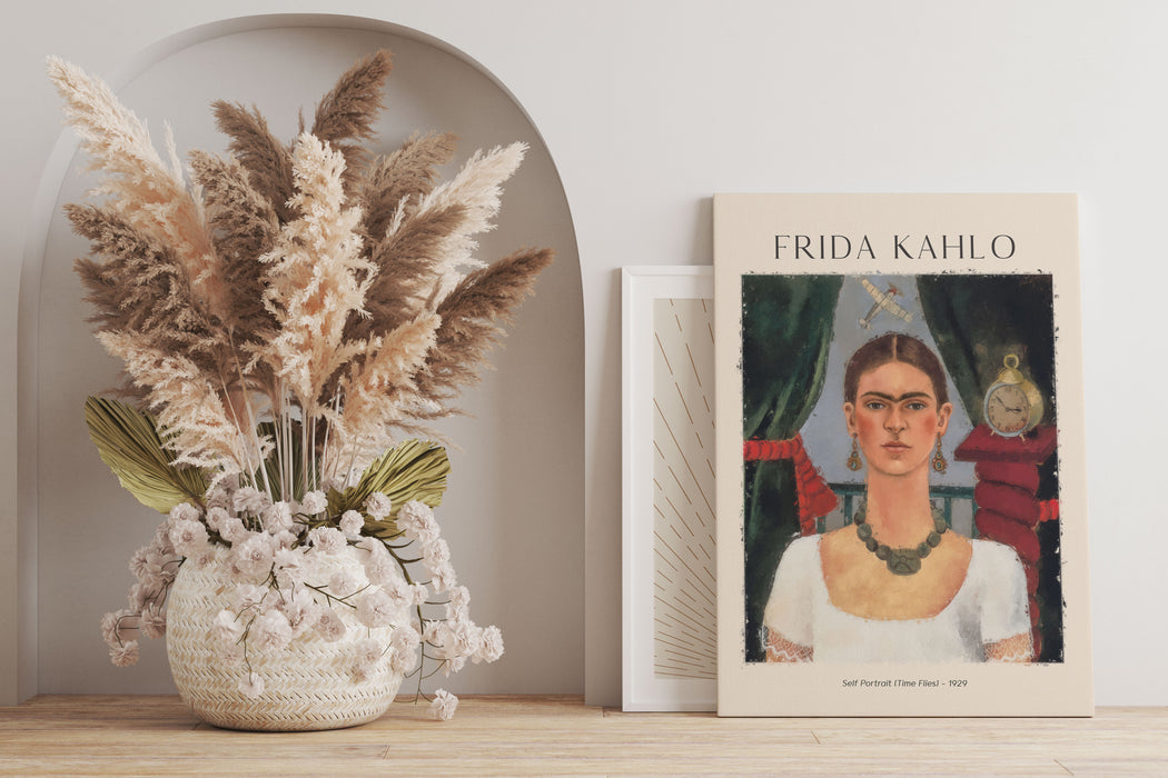 Art Portrait  - Frida Kahlo - Die Zeit fliegt, Leinwandbild