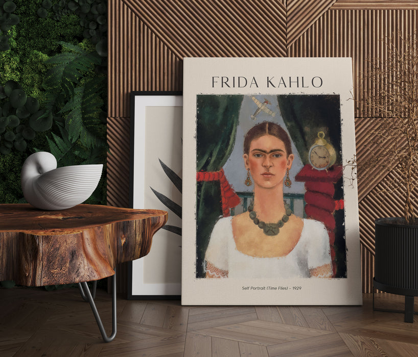 Art Portrait  - Frida Kahlo - Die Zeit fliegt, Leinwandbild