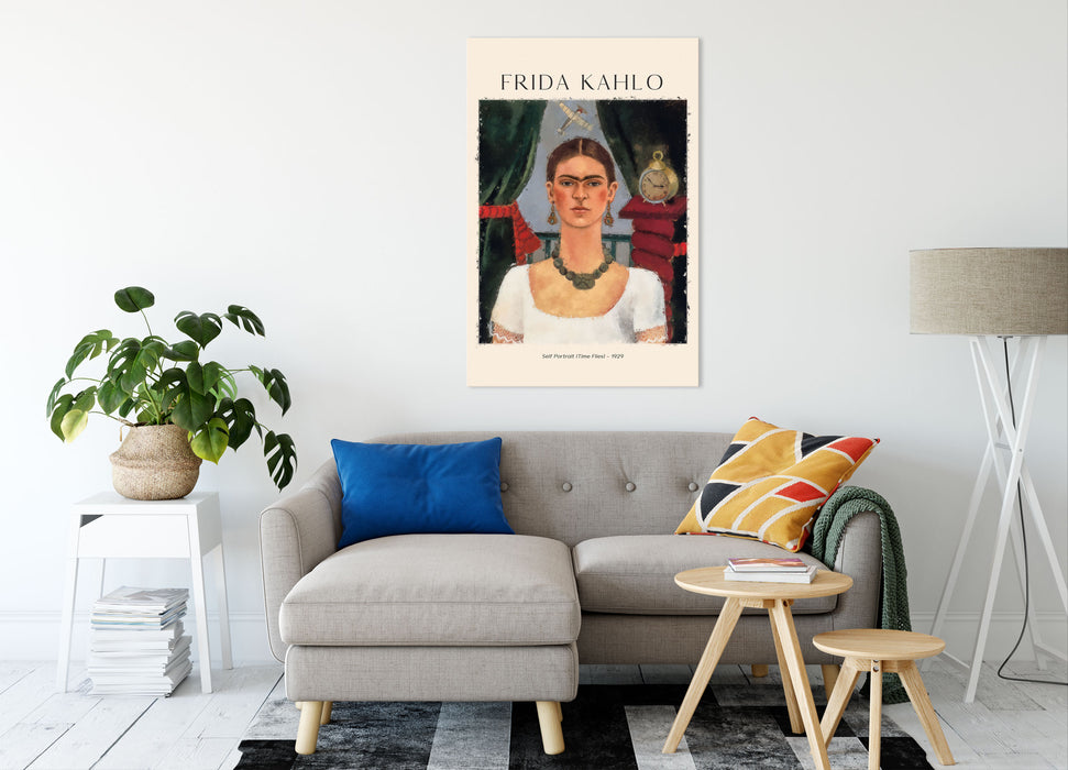 Art Portrait  - Frida Kahlo - Die Zeit fliegt, Leinwandbild