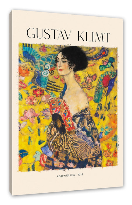 Pixxprint Art Portrait - Gustav Klimt - Dame mit Fächer, Leinwandbild